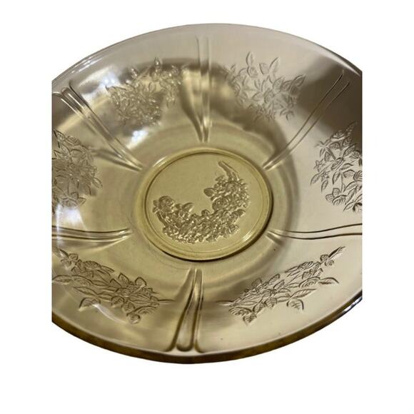 Vintage Federal Glass Amber Sharon Cabbage Rose Bowl Circa 1930's 8.5" - Picture 2 of 4